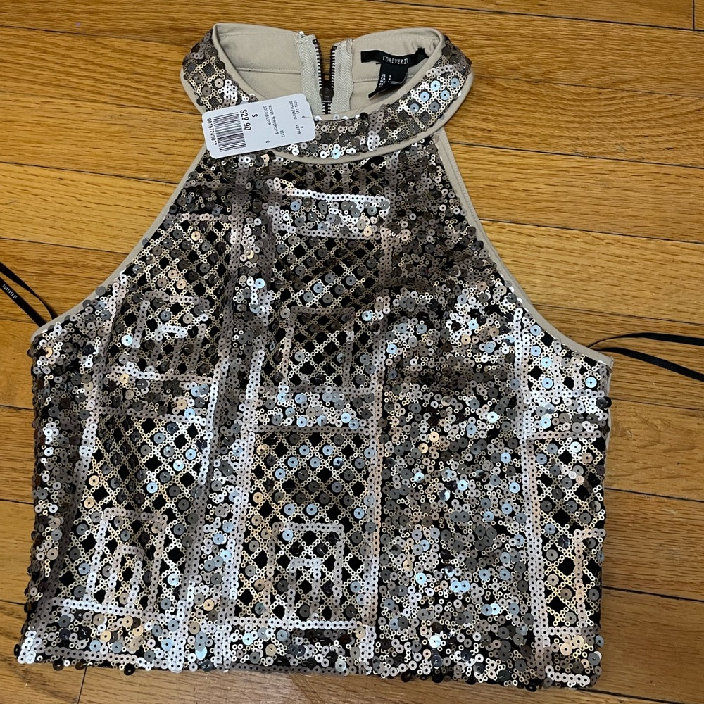 Forever 21 Sequin Halter Crop Top NWT